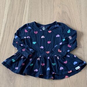 GAP Kids Navy Heart Long Sleeve Tee